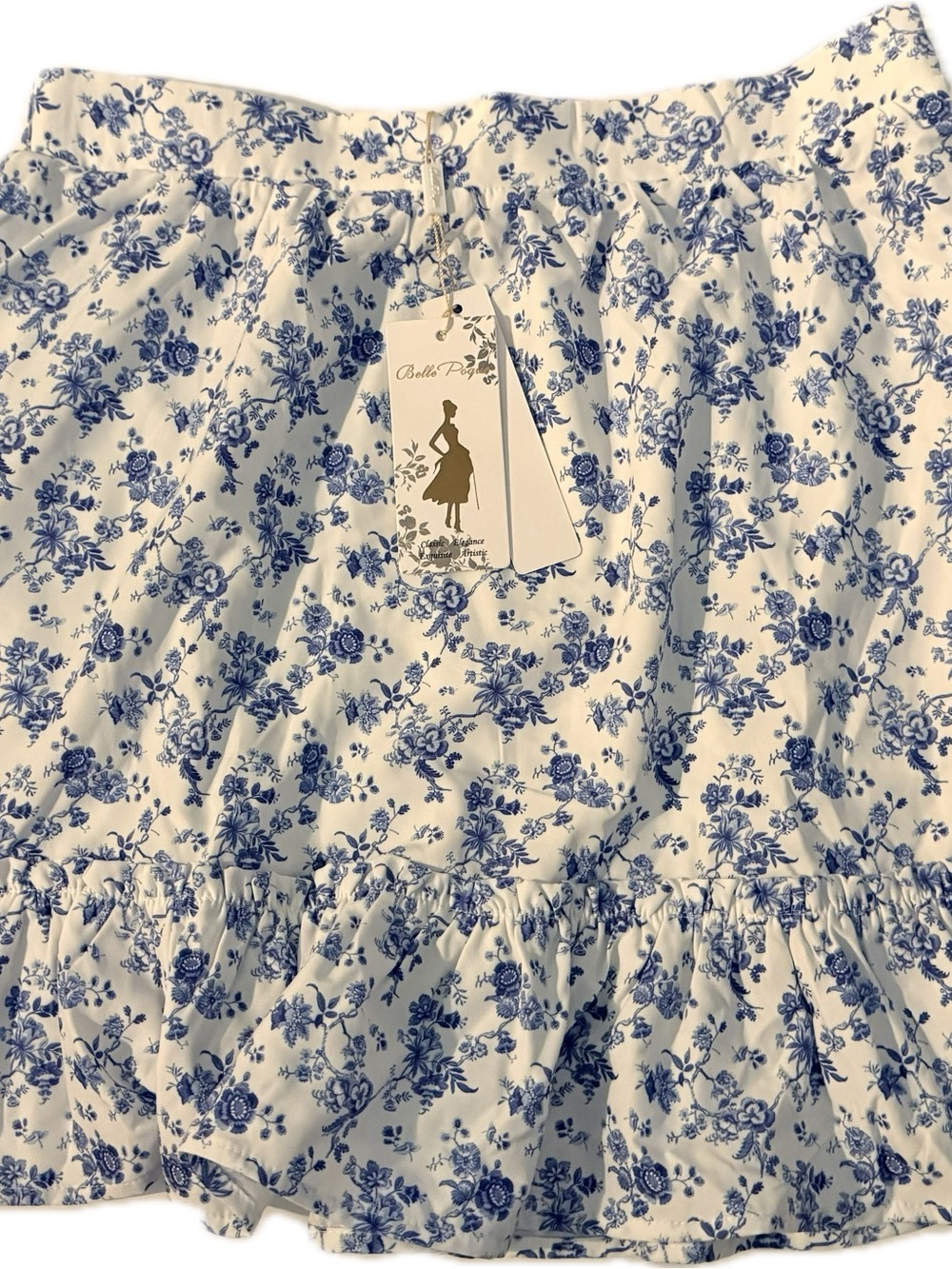 Blue Floral Ruffle Skirt NWT SIZE LARGE